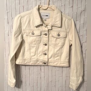 Fashion Nova “ Seam It All “ Cream Denim Jacket